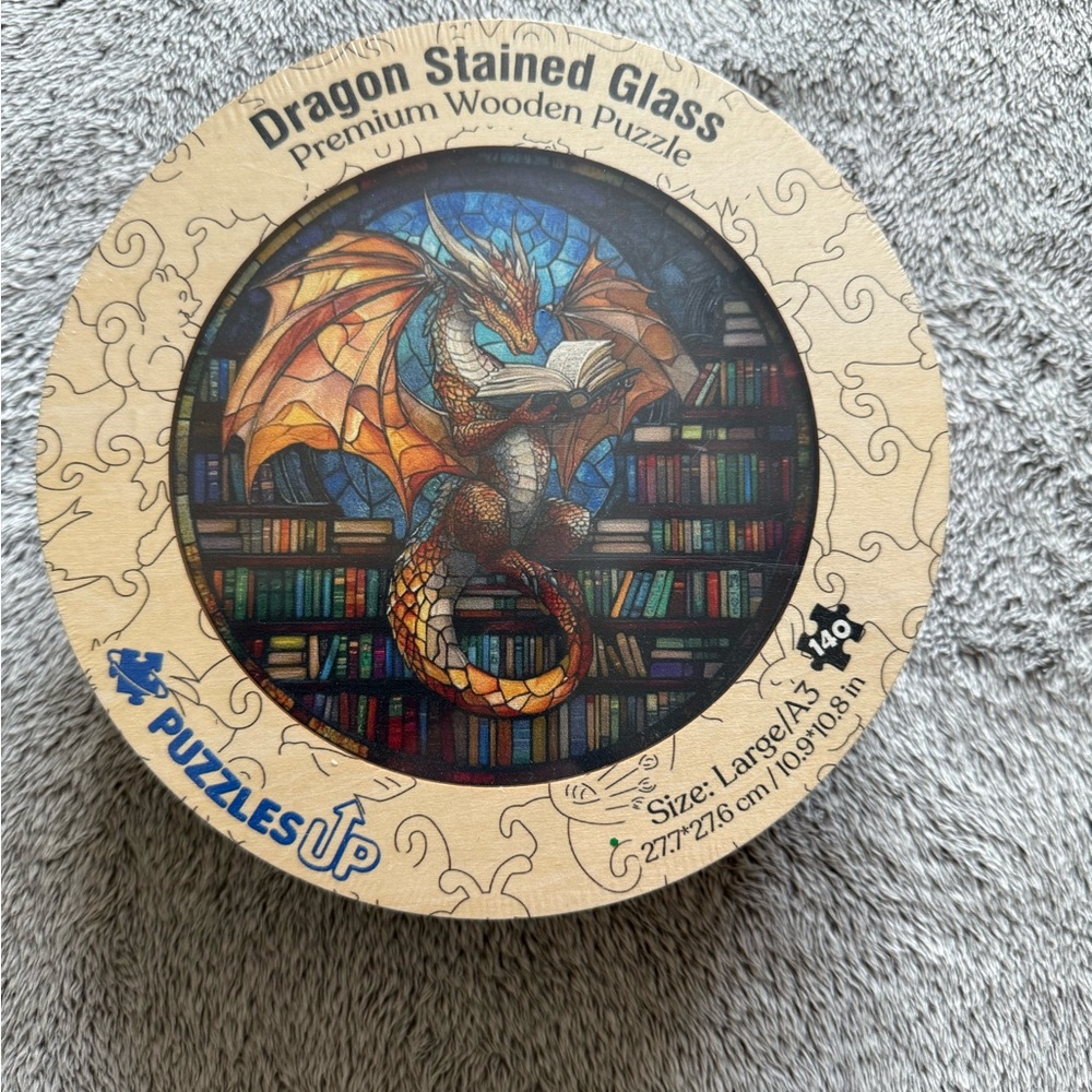 Dragon Stained Glass Wooden Puzzle